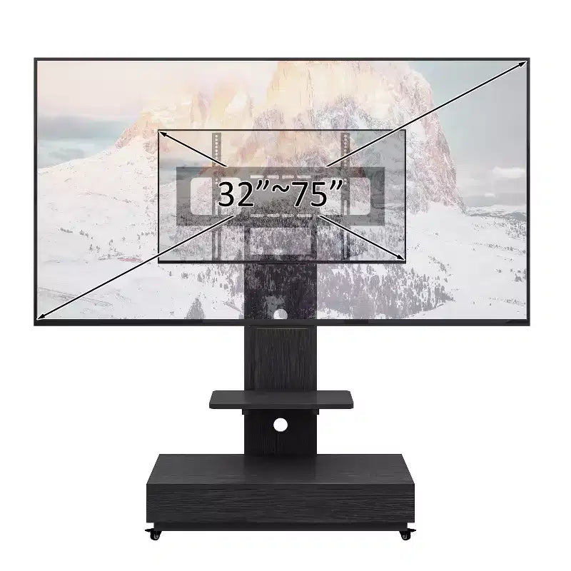 TV-Ständer für 32–75-Zoll-Fernseher, höhenverstellbarer mobiler TV-Wagen mit Schublade und Rollen für Wohnzimmer, Schlafzimmer und Büro – ModernLuxe