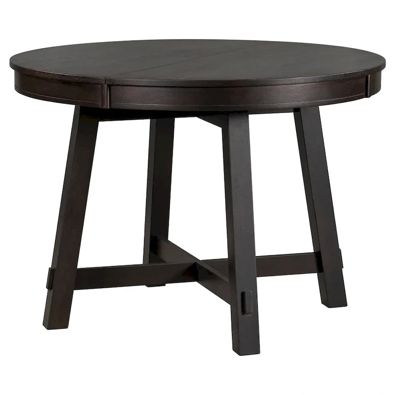 Ronde uitschuifbare eettafel in landelijke stijl met houten keukentafelblad en verlengblad van 16 inch