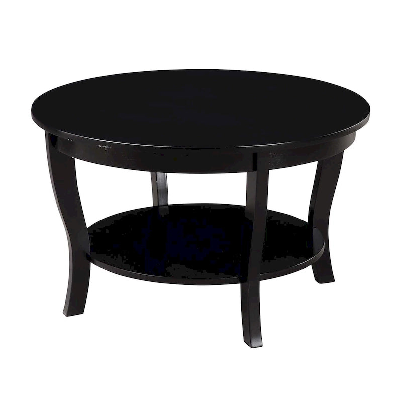 Table basse ronde American Heritage de Convenience Concepts avec étagère