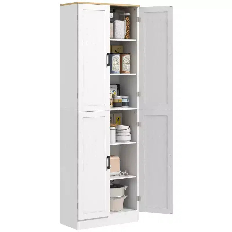 Garde-manger de cuisine autoportant HOMCOM 67 po, meuble de rangement à 4 portes avec étagères et portes réglables