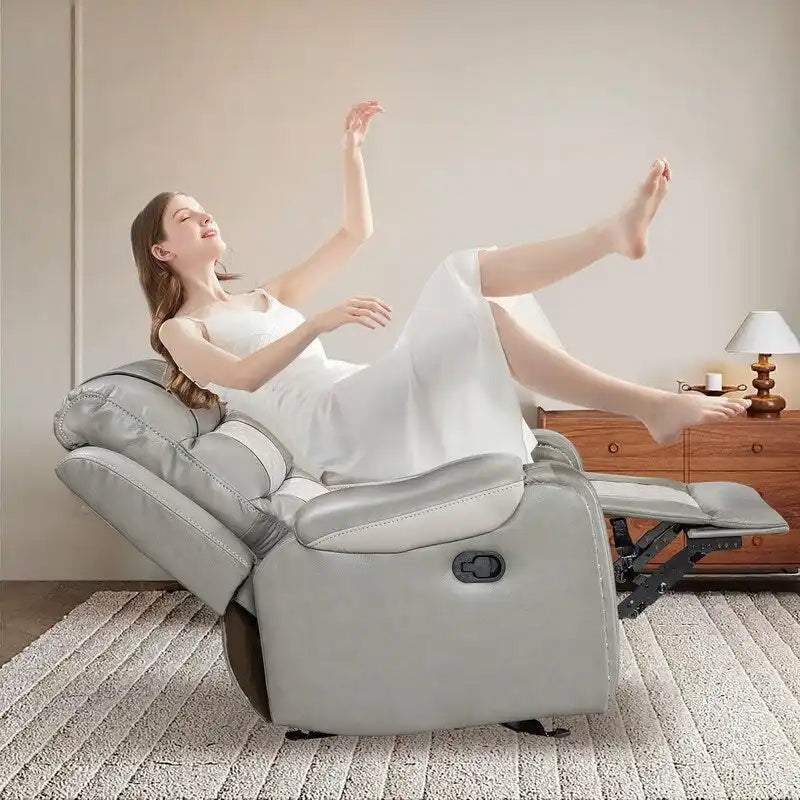 Ruime relaxfauteuil van kunstleer in Amerikaans design voor de woonkamer