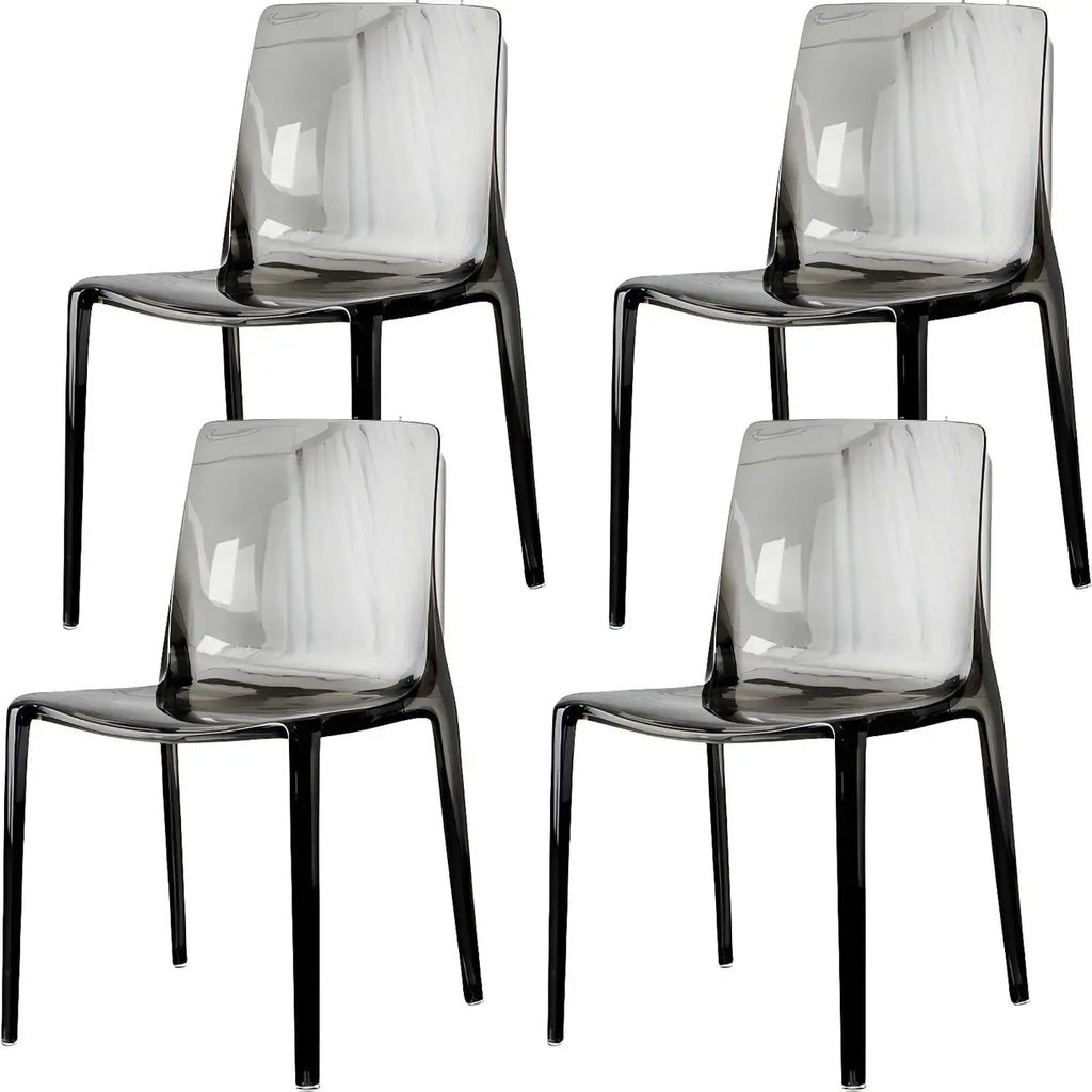 Chaise de salle à manger sans accoudoirs à dossier bas en acrylique ambré