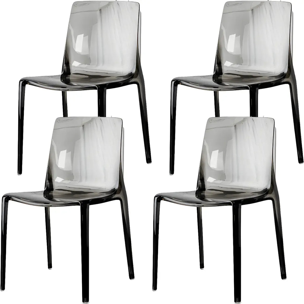 Chaise de salle à manger sans accoudoirs à dossier bas en acrylique ambré