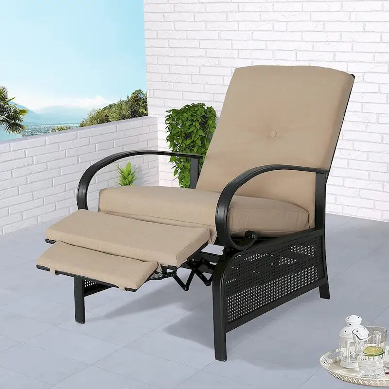 Verstellbarer Relax-Loungesessel, Lounge-Sofa für die Terrasse mit Polster - 38 (T) x 26.5 (B) x 38.5 (H) ZOLL