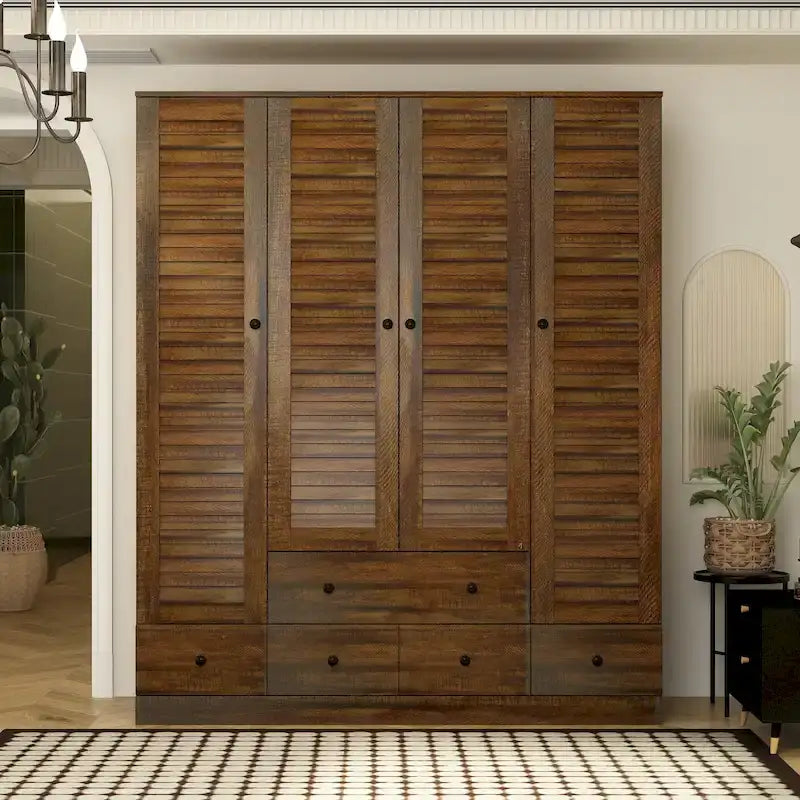 Armoire-penderie blanche de 59 po de large, grande armoire autoportante