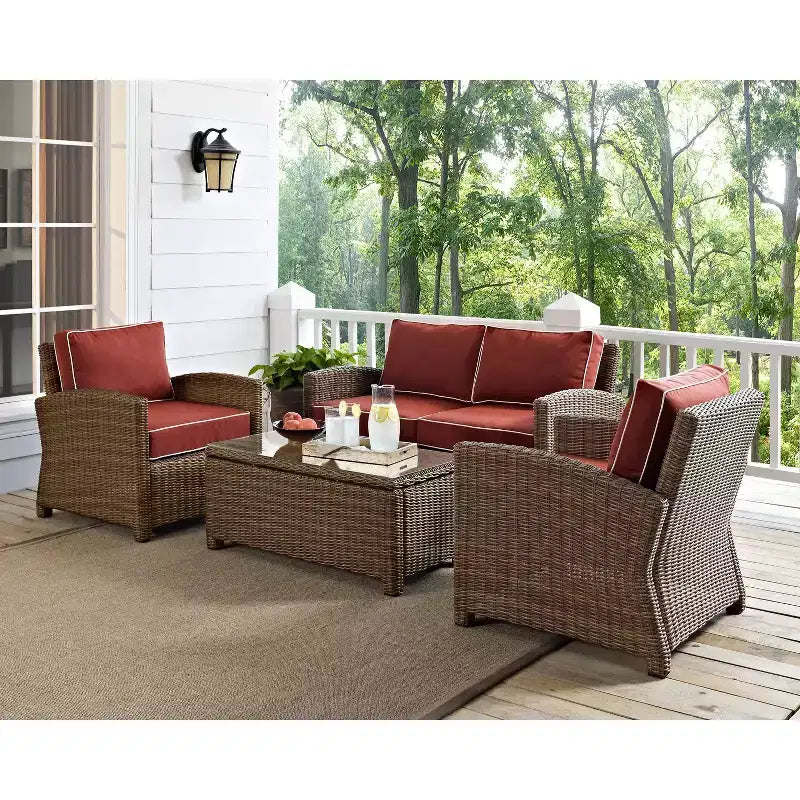 Bradenton 4-teiliges Outdoor-Sitzmöbel-Set aus Korbgeflecht – Crosley