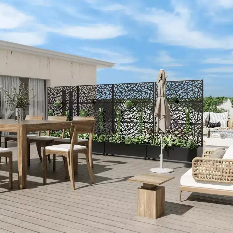 MAYEERTY plantenbak met ijzeren trellis, zwart net, stijl 01, 72x47x16in, set van 3