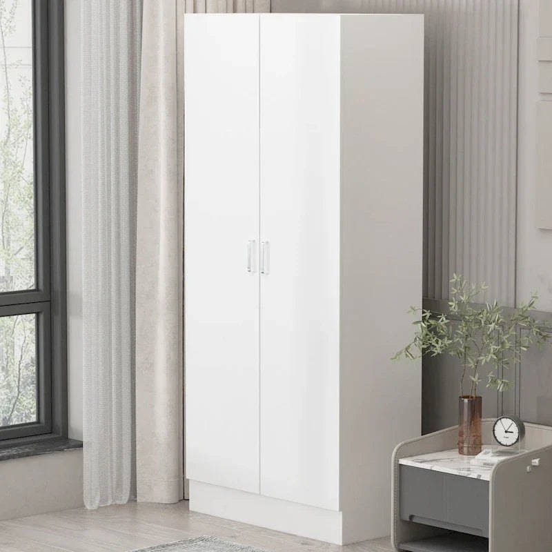 Armoire-penderie à 2 portes, armoire de chambre autoportante avec tringle