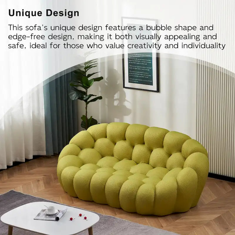 2-istuttava kuplamainen kaareva löhösohva, hunajakennokuvioinen 3D-kangaspäällinen, olohuoneeseen, salonkiin tai asuntoon