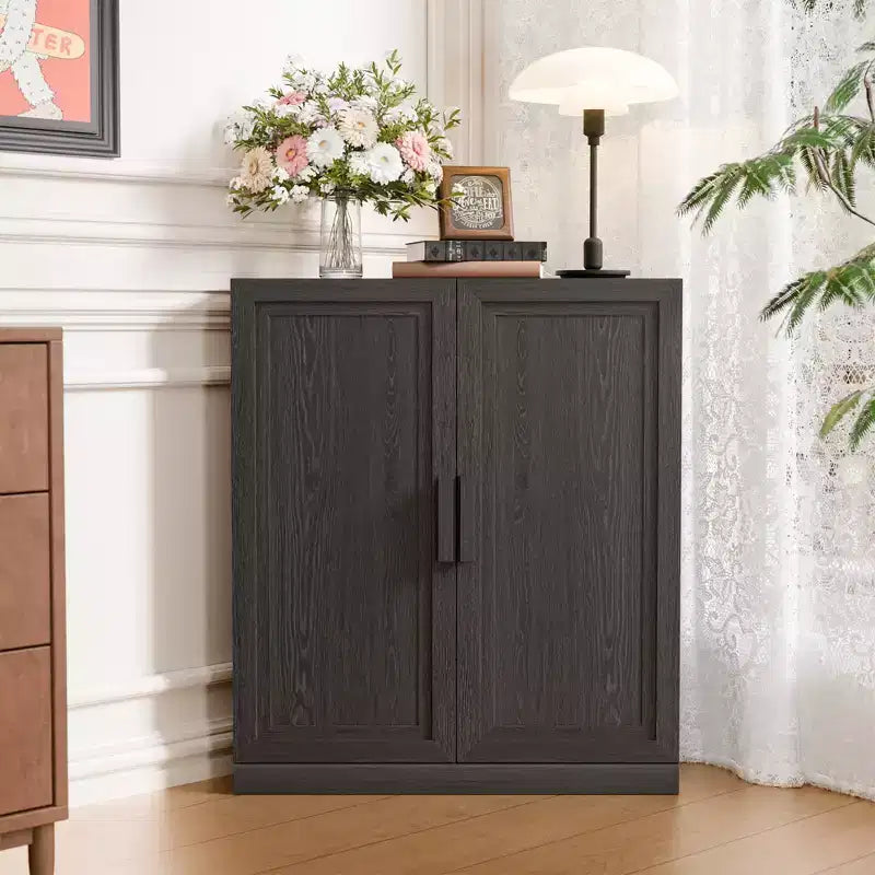 Dovelina hoekkast met verstelbare planken, dressoir, buffetkast, wijnkast en keuken- en eetkamerkast met houten deuren – 31H x 31W, 36H x 31W