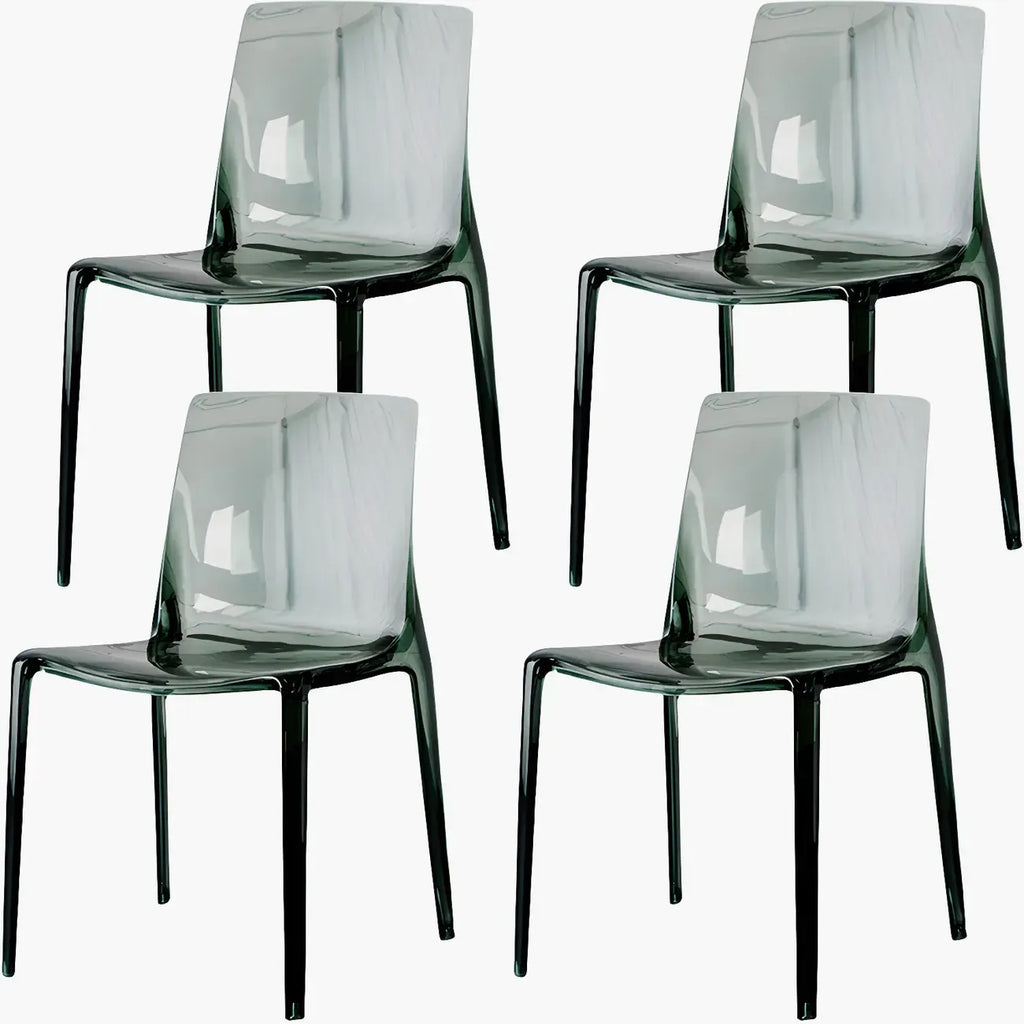 Chaise de salle à manger sans accoudoirs à dossier bas en acrylique ambré