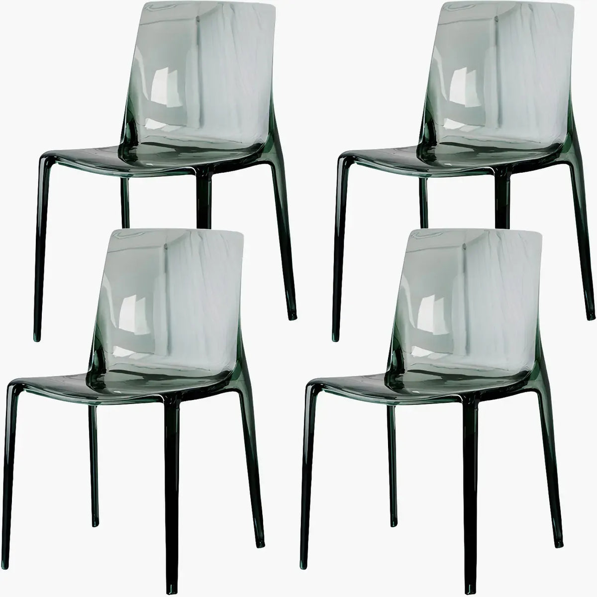 Chaise de salle à manger sans accoudoirs à dossier bas en acrylique ambré