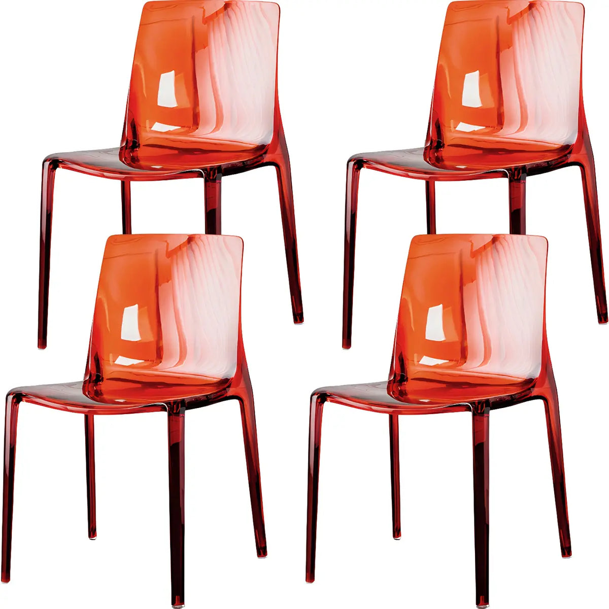 Chaise de salle à manger sans accoudoirs à dossier bas en acrylique ambré
