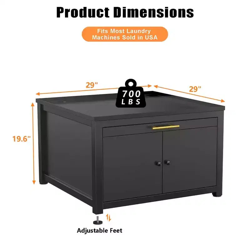 Schwarzer/weißer, robuster Metall-Sockel für Waschmaschine und Trockner ?C Einzelgerät, vibrationsdämpfend