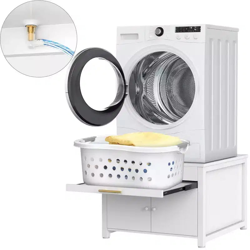 Schwarzer/weißer, robuster Metall-Sockel für Waschmaschine und Trockner ?C Einzelgerät, vibrationsdämpfend