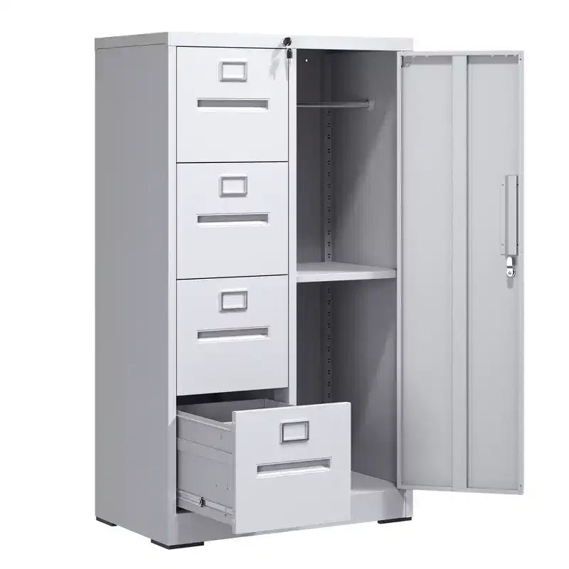 Classeur vertical de rangement en métal avec serrure, armoire à dossiers en acier à 4 tiroirs