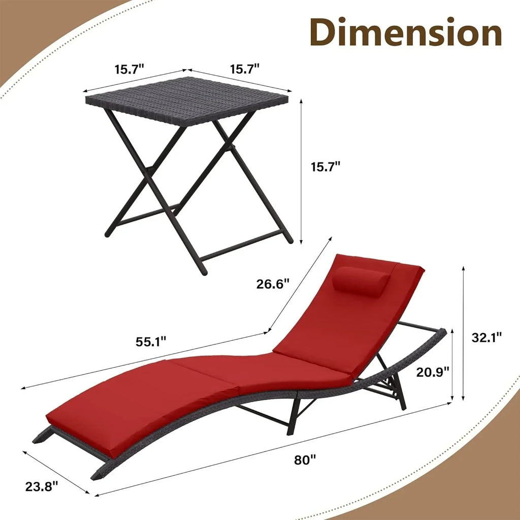 Ensemble de 3 chaises longues d’extérieur Kullavik
