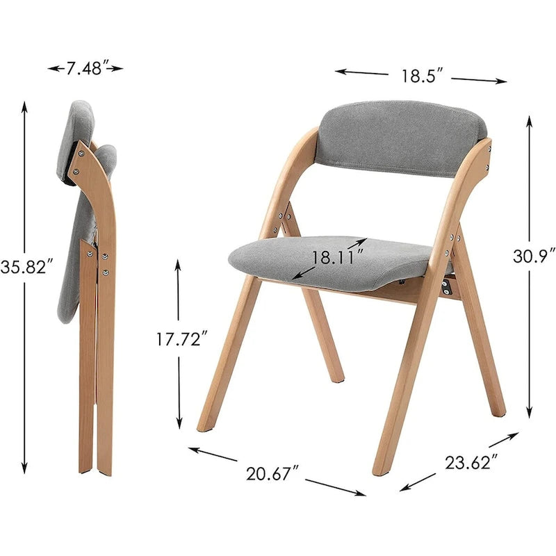 Chaises pliantes de salle à manger en bois empilables avec assises rembourrées (lot de 4)