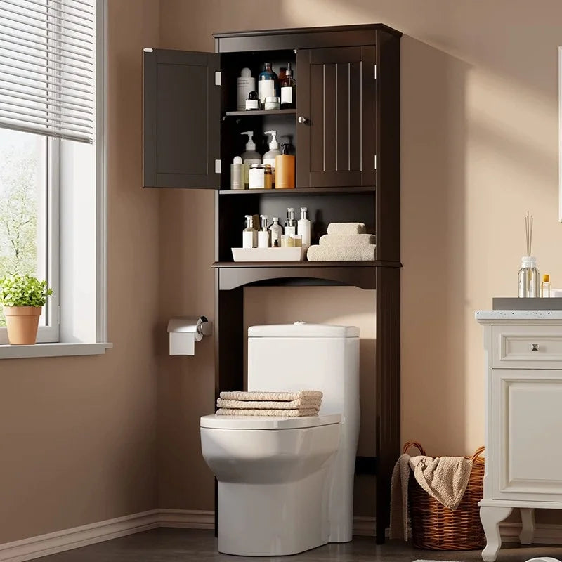 Opbergkast voor de badkamer, toilet- en badkamerkast, badkamerplank boven het toilet, ruimtebesparend toilet