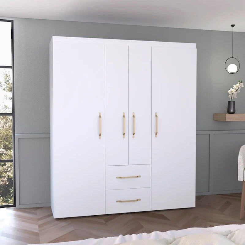 Bariloche Kleiderschrank mit Kleiderstangen, Regalen und 2 Schubladen