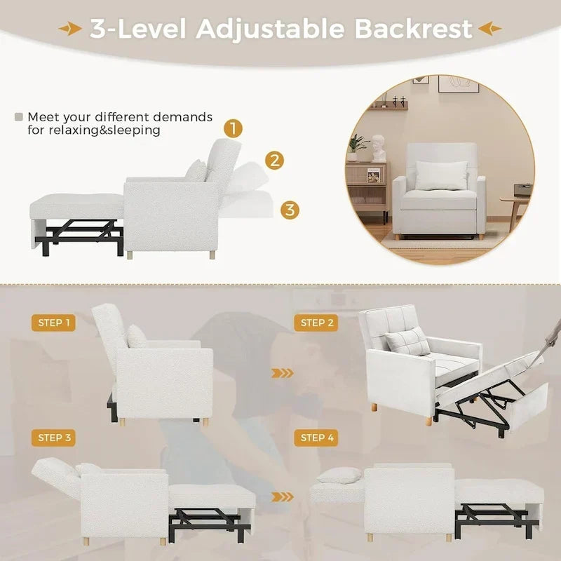 Fauteuil convertible 3-en-1 AECOJOY avec coussin et dossier réglable