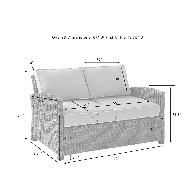 Bradenton 4-teiliges Outdoor-Sitzmöbel-Set aus Korbgeflecht – Crosley
