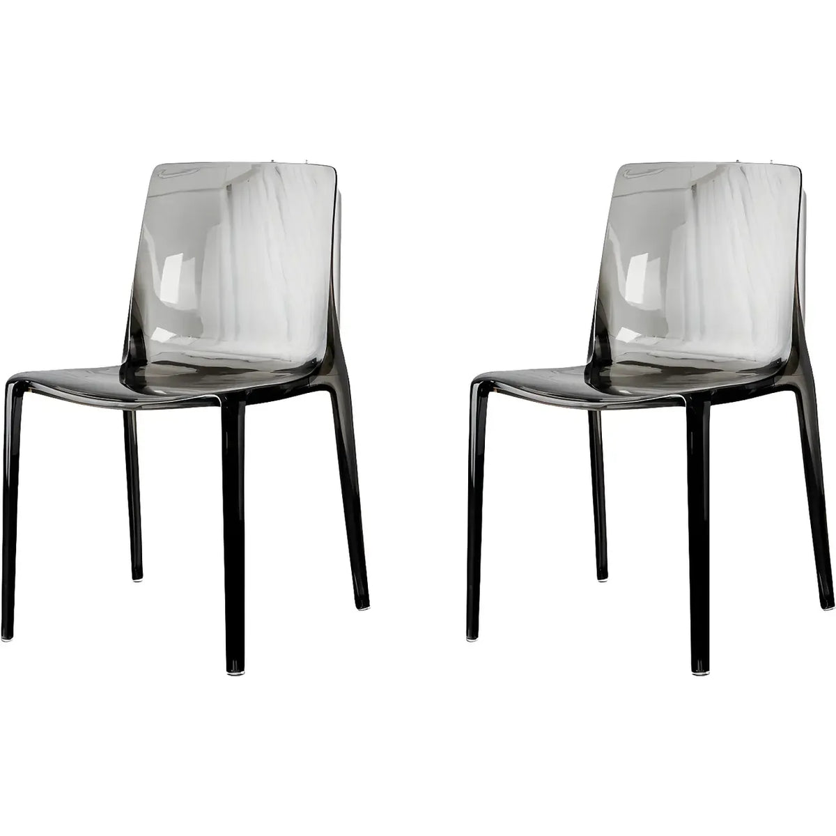 Chaise de salle à manger sans accoudoirs à dossier bas en acrylique ambré