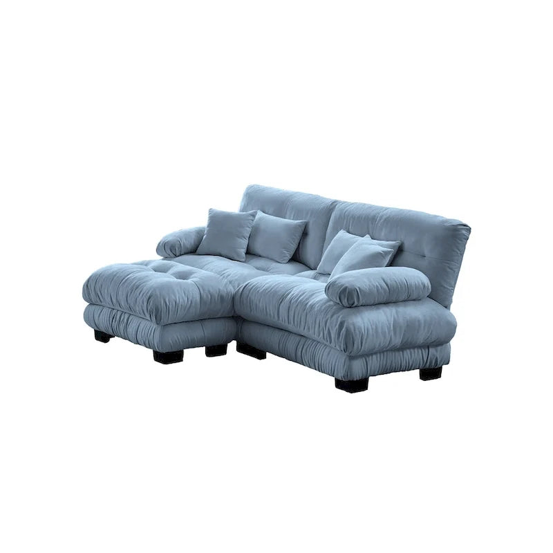 L-förmiges Zweisitzer-Sofa aus Chenille mit Lendenkissen