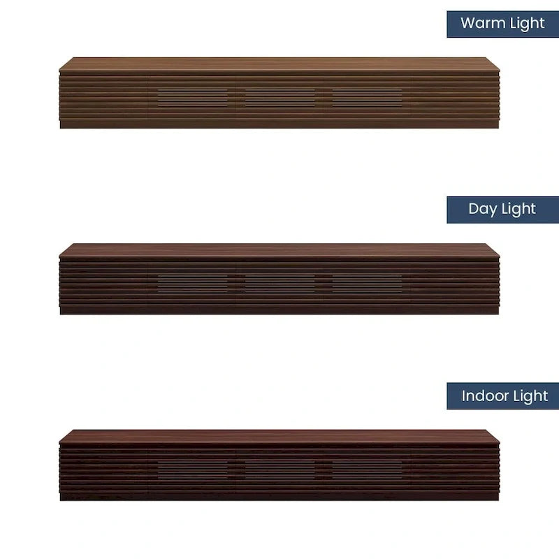 Minimalistische tv-meubel met laden, mediaconsole van massief hout met kasten, neerklapbare deur, walnootfineer, volledig gemonteerd