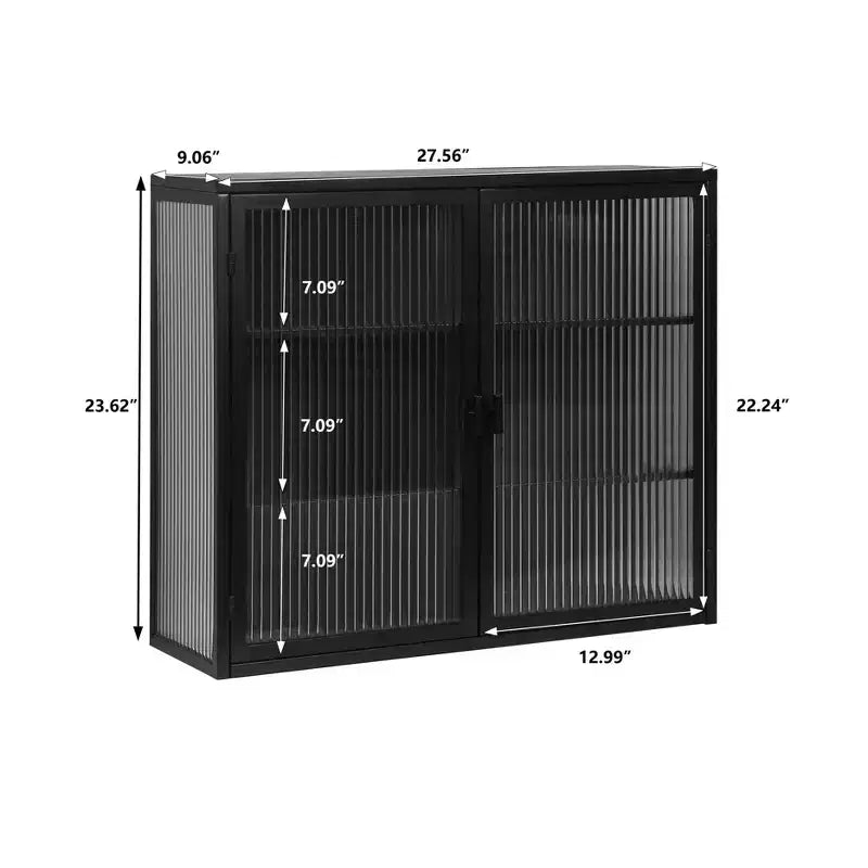 Okak moderne wandkast met 2 deuren, 3 vakken, glazen deuren, voor hal/eetkamer/woonkamer/keuken