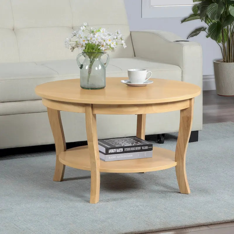 Table basse ronde American Heritage de Convenience Concepts avec étagère