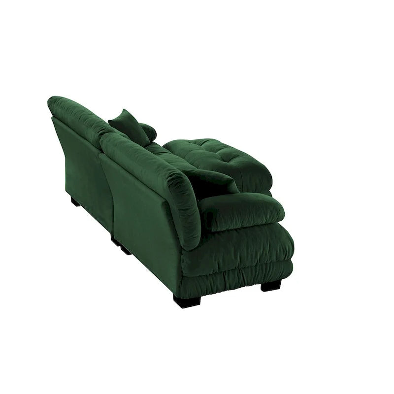 L-förmiges Zweisitzer-Sofa aus Chenille mit Lendenkissen