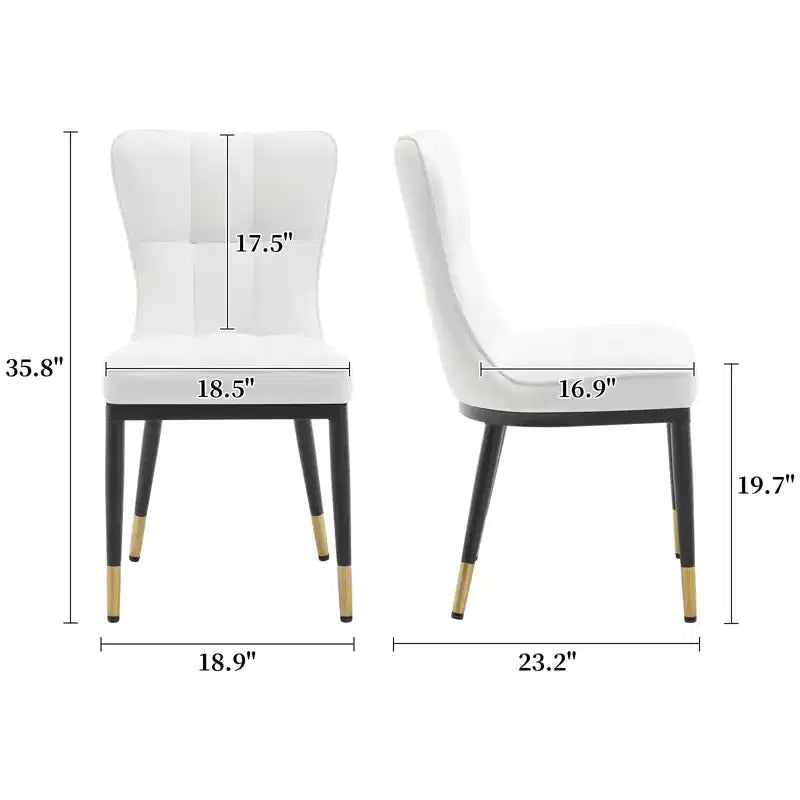 Ensemble de 6 chaises de salle à manger Bekrvio, siège moderne rembourré en similicuir avec dossier haut, pieds en métal, chaises de cuisine sans accoudoirs pour le salon et la salle à manger