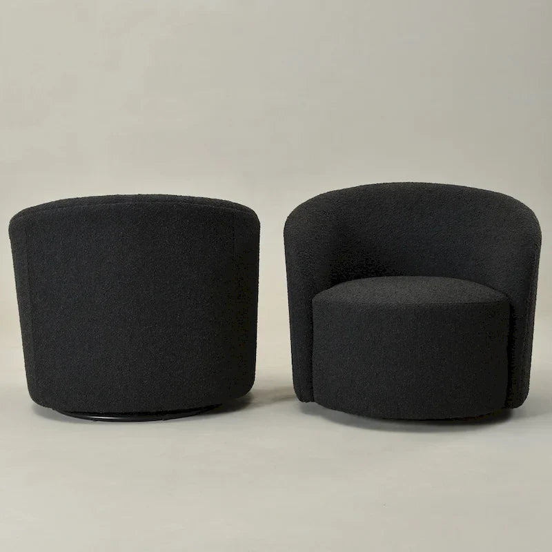 KINWELL 34 Wide Upholstered Swivel Accent Barrel Chair (Set of 2)