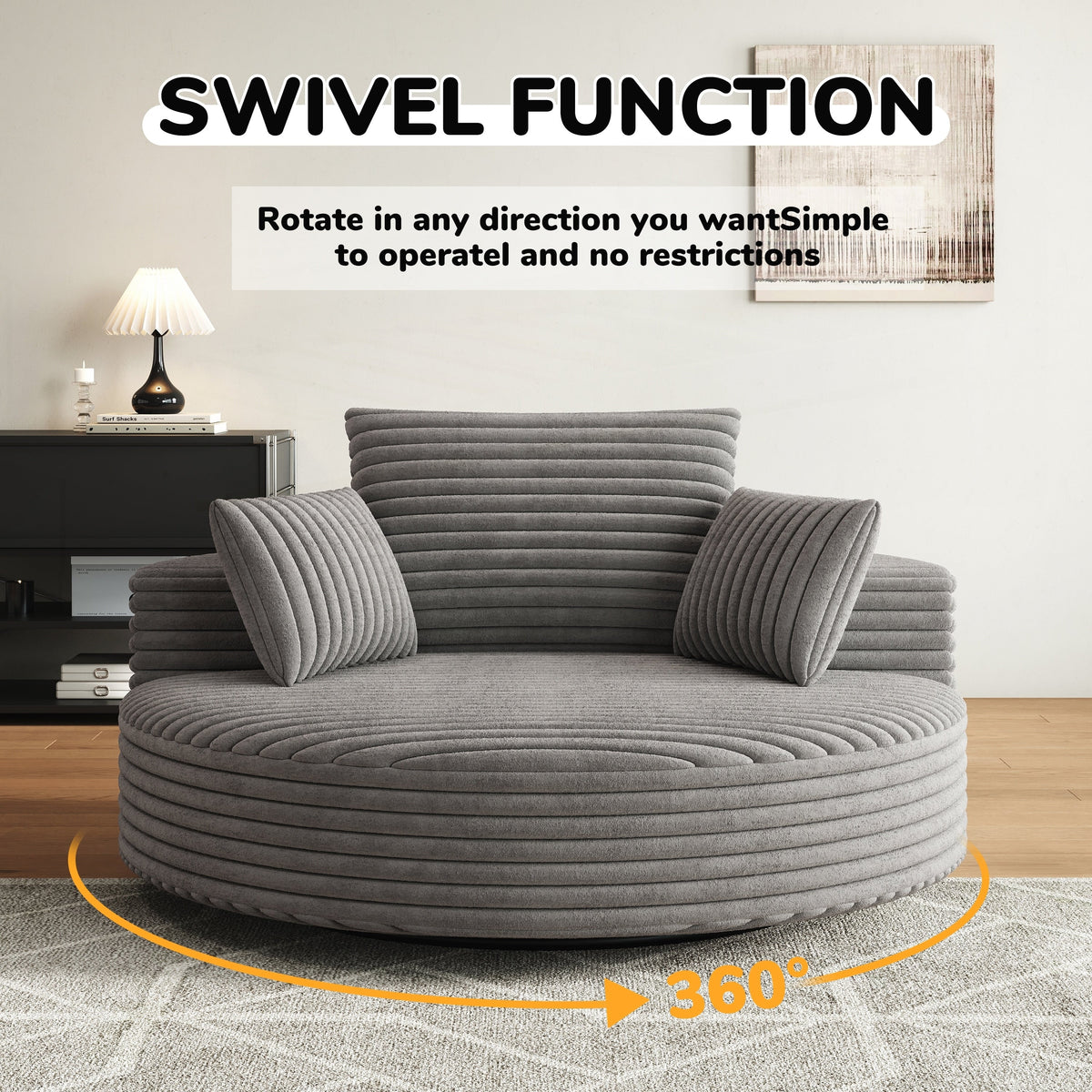 Corduroy Chenille Foam Single Swivel Chair