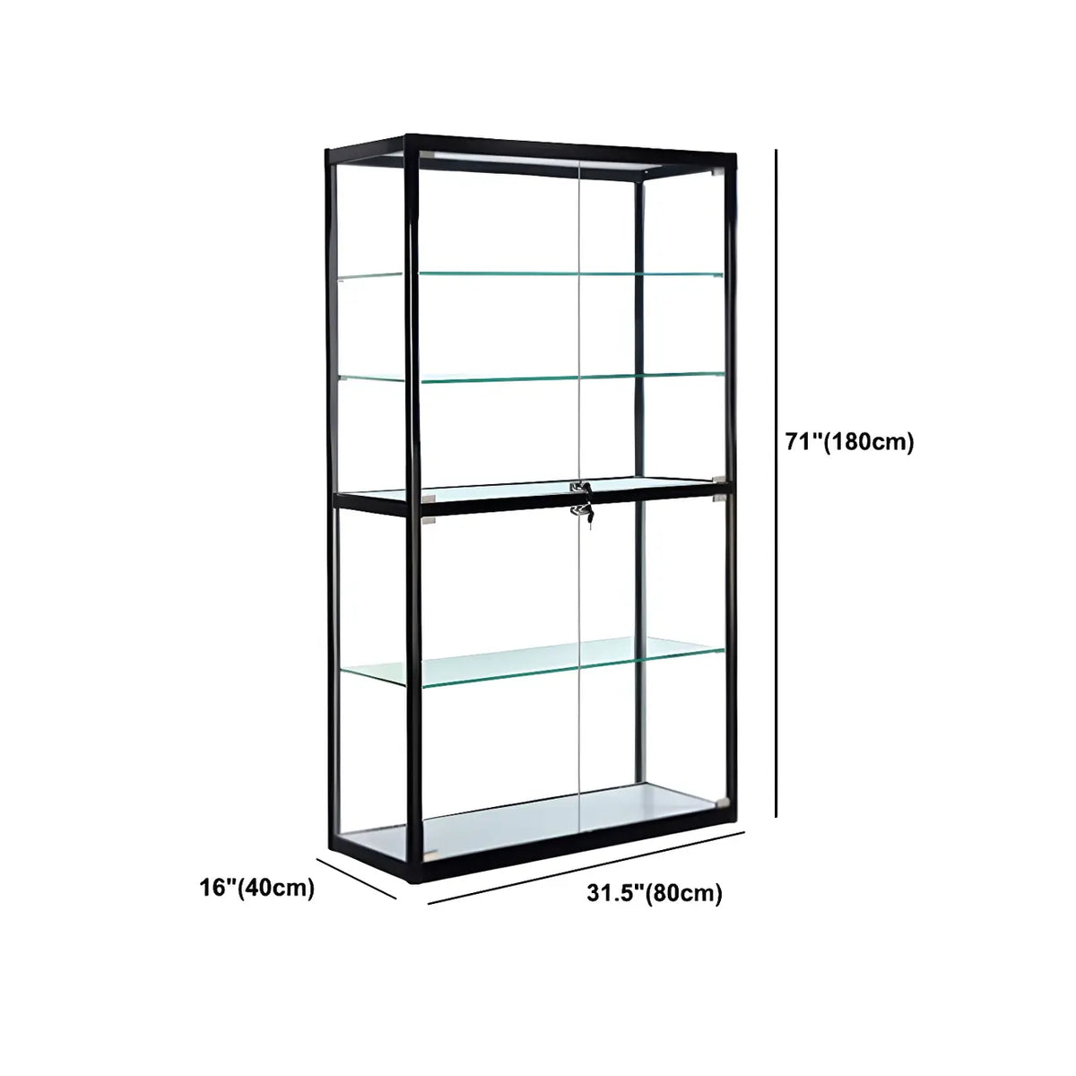 Moderine rechteckige Vitrine aus schwarzem Glas