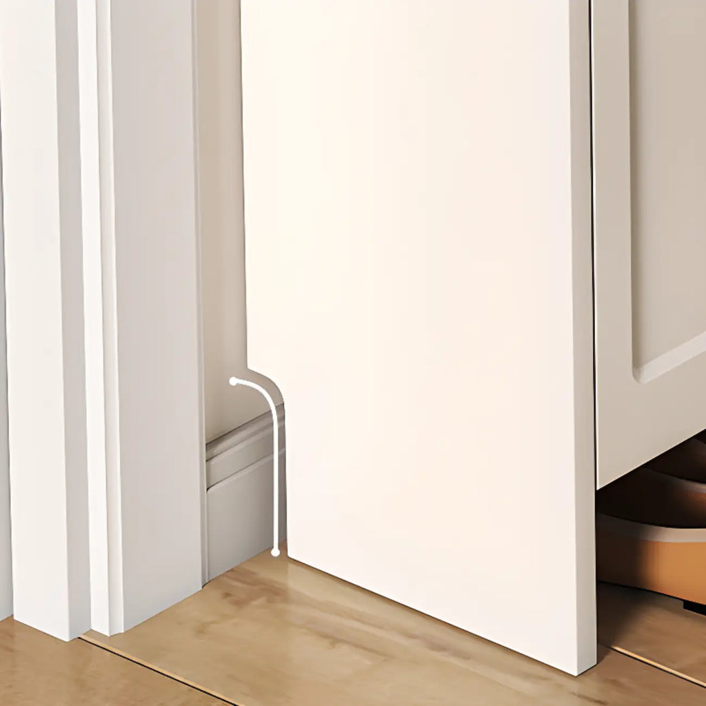 Meuble à chaussures blanc en bois, étroit, à 3 niveaux avec portes basculantes