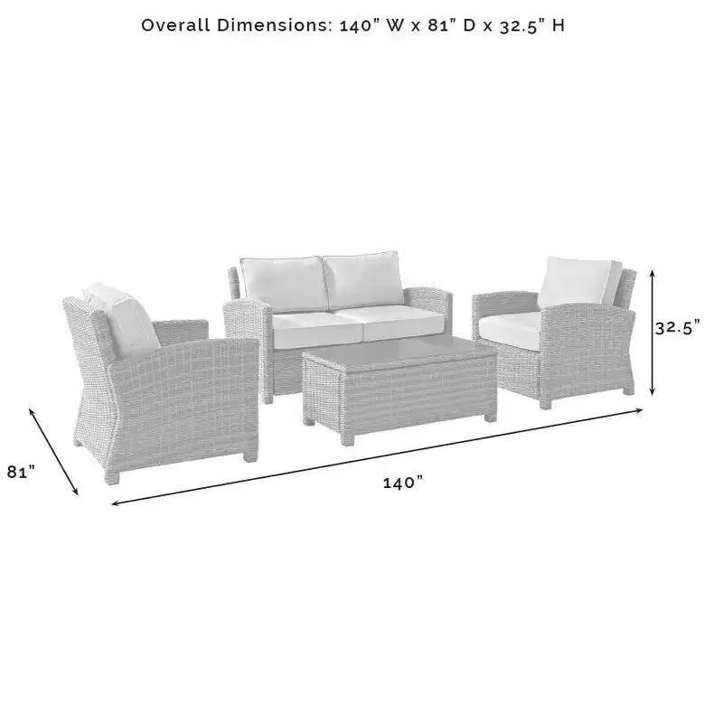 Bradenton 4-teiliges Outdoor-Sitzmöbel-Set aus Korbgeflecht – Crosley