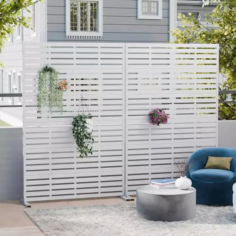 Panneau d’intimité extérieur blanc naturel MAYEERTY 72x47, ensemble de 6 pièces, séparateur pliant naturel pour cour et jardin