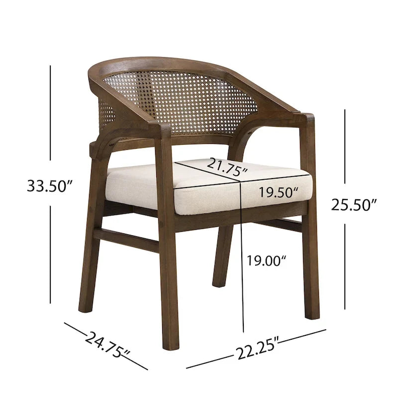 Christopher Knight Home - Eetkamerstoel met rieten bekleding (set van 2)