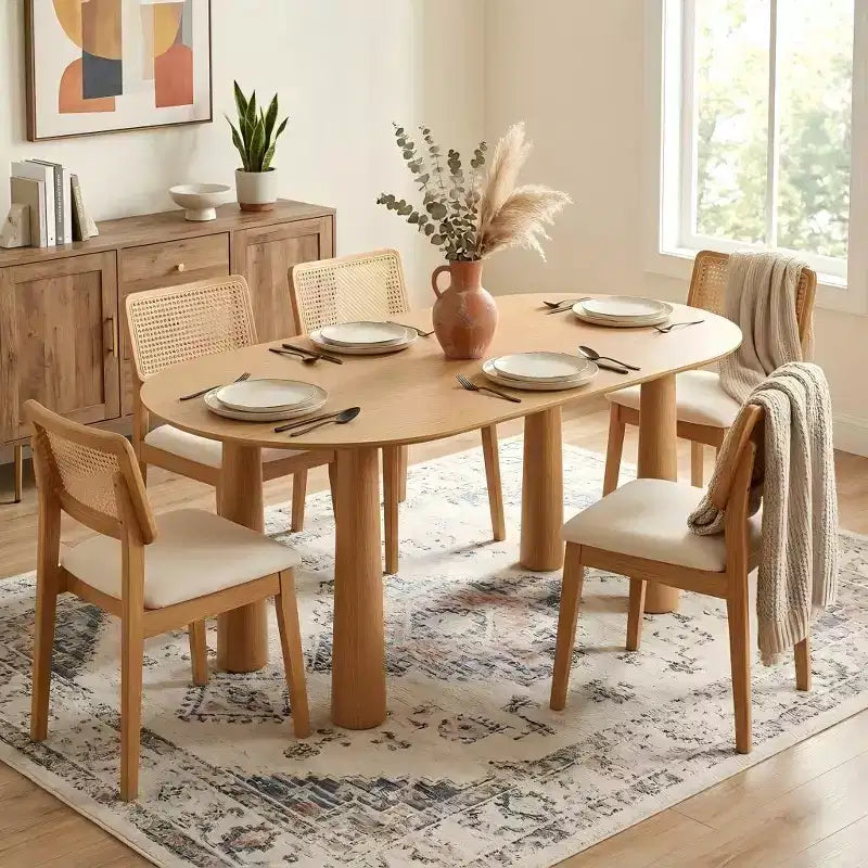 Dovelina 67 Oval Wood Dining Table with 4 legs Modern Kitchen Table for 6 People