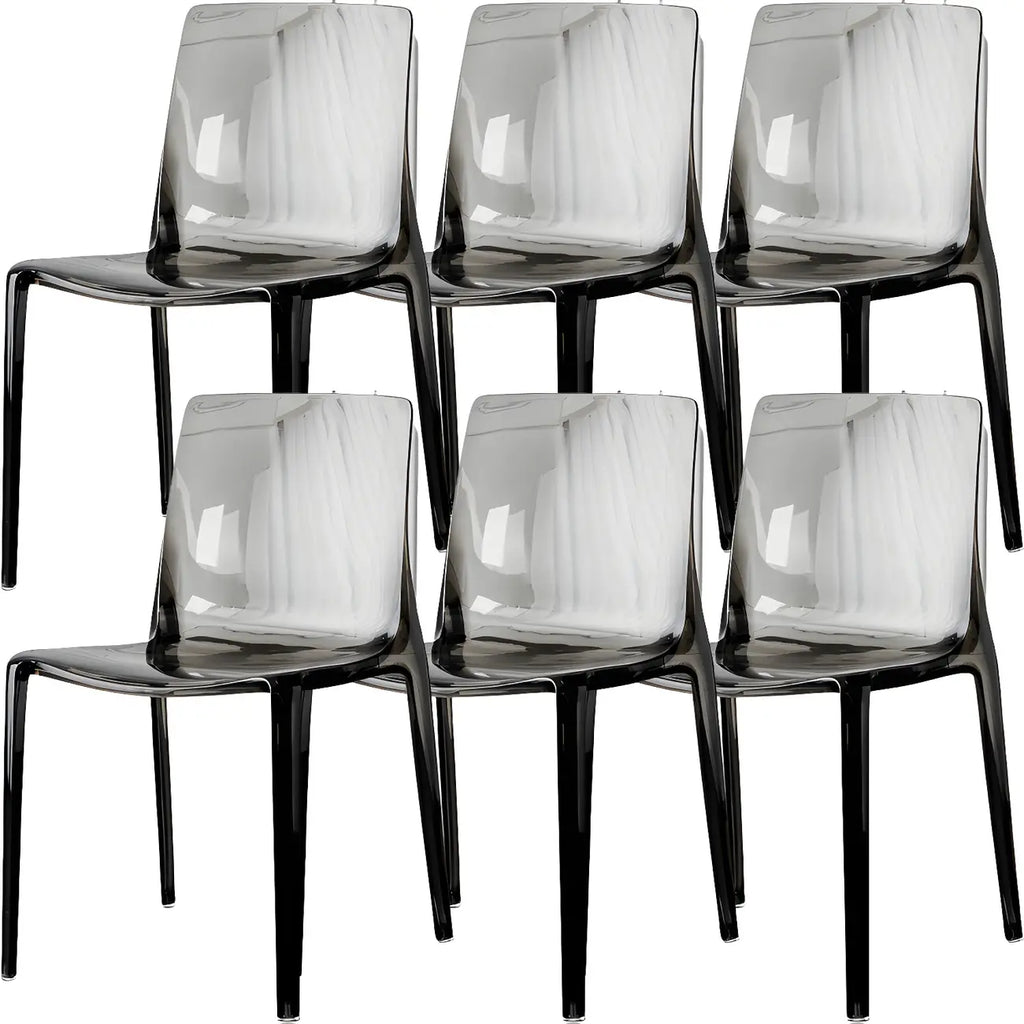 Chaise de salle à manger sans accoudoirs à dossier bas en acrylique ambré