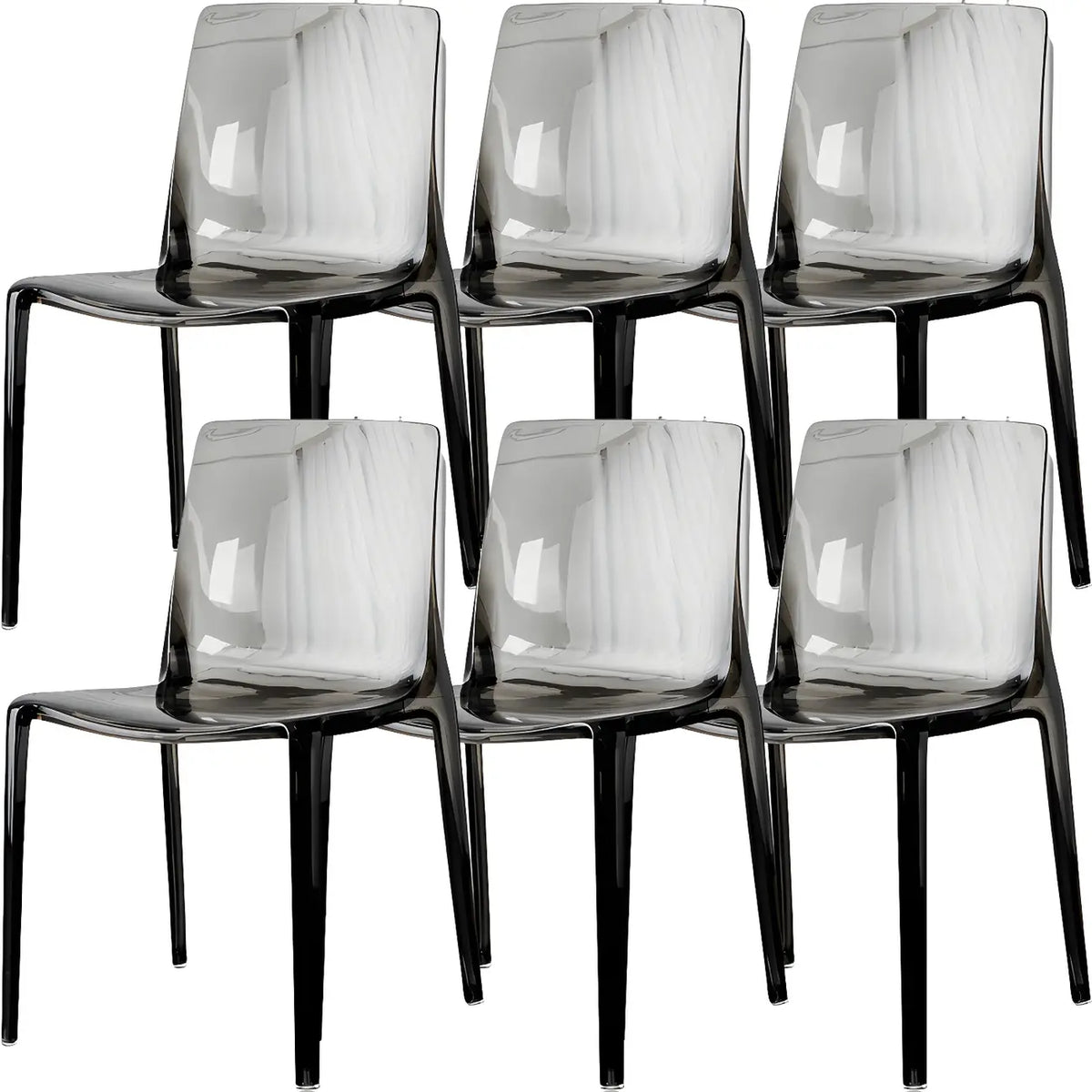 Chaise de salle à manger sans accoudoirs à dossier bas en acrylique ambré