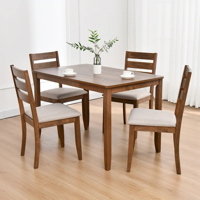 Ensemble de 4 chaises de salle à manger en bois avec dossier à barreaux