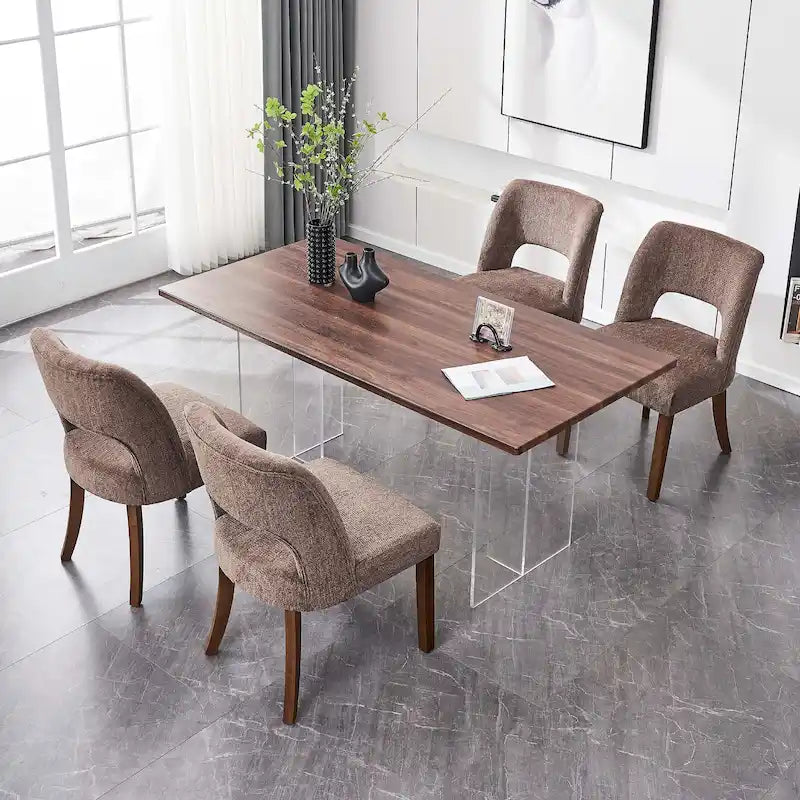 Set di 4 sedie da pranzo rivestite in tessuto