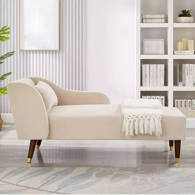 Moderner Samt-Chaiselongue-Sessel, gepolsterter Relaxsessel mit geschwungener Armlehne, Schlafsofa für Schlafzimmer, Büro oder Wohnzimmer