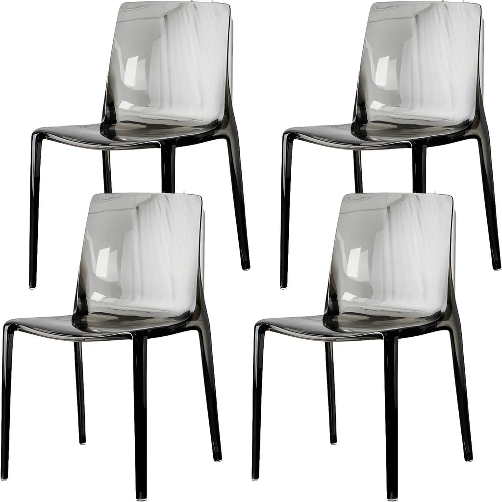 Chaise de salle à manger sans accoudoirs à dossier bas en acrylique ambré