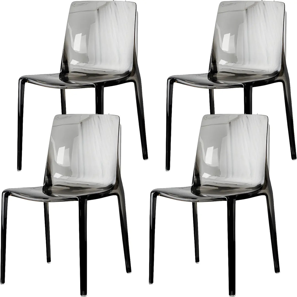 Chaise de salle à manger sans accoudoirs à dossier bas en acrylique ambré