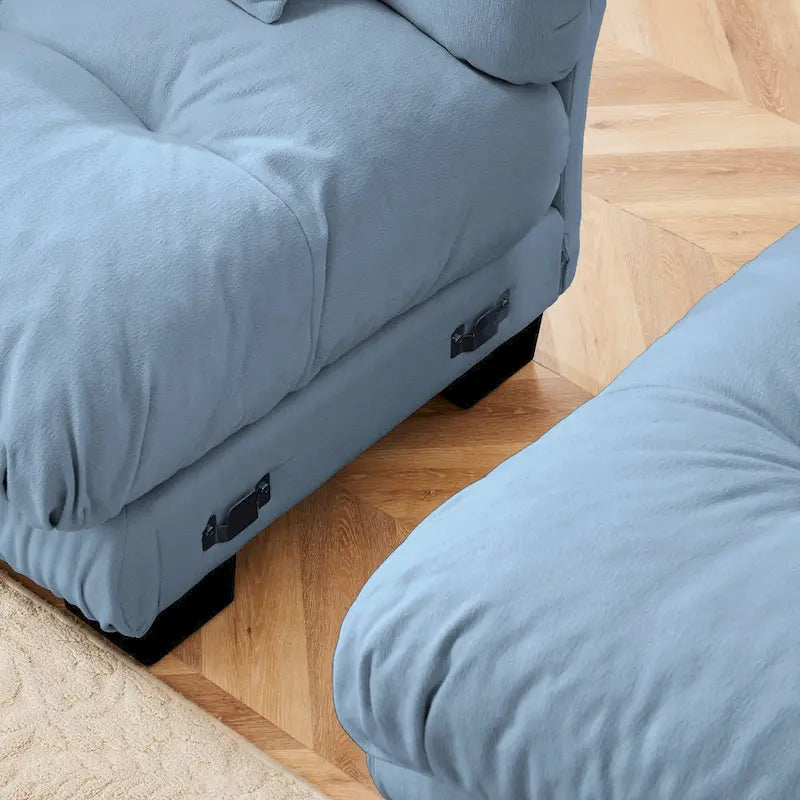 L-förmiges Zweisitzer-Sofa aus Chenille mit Lendenkissen