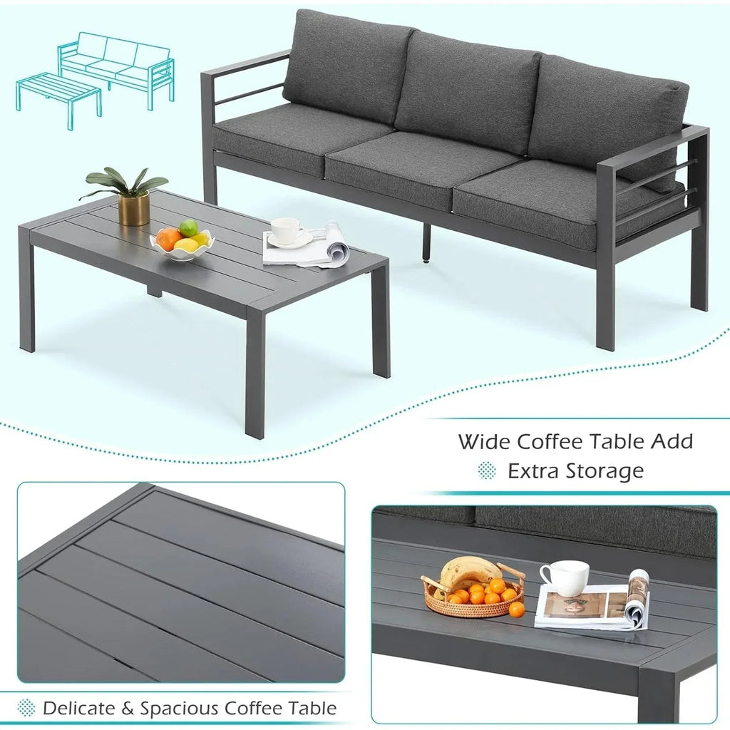 AECOJOY 7-delige aluminium tuinmeubelset voor buiten, loungeset